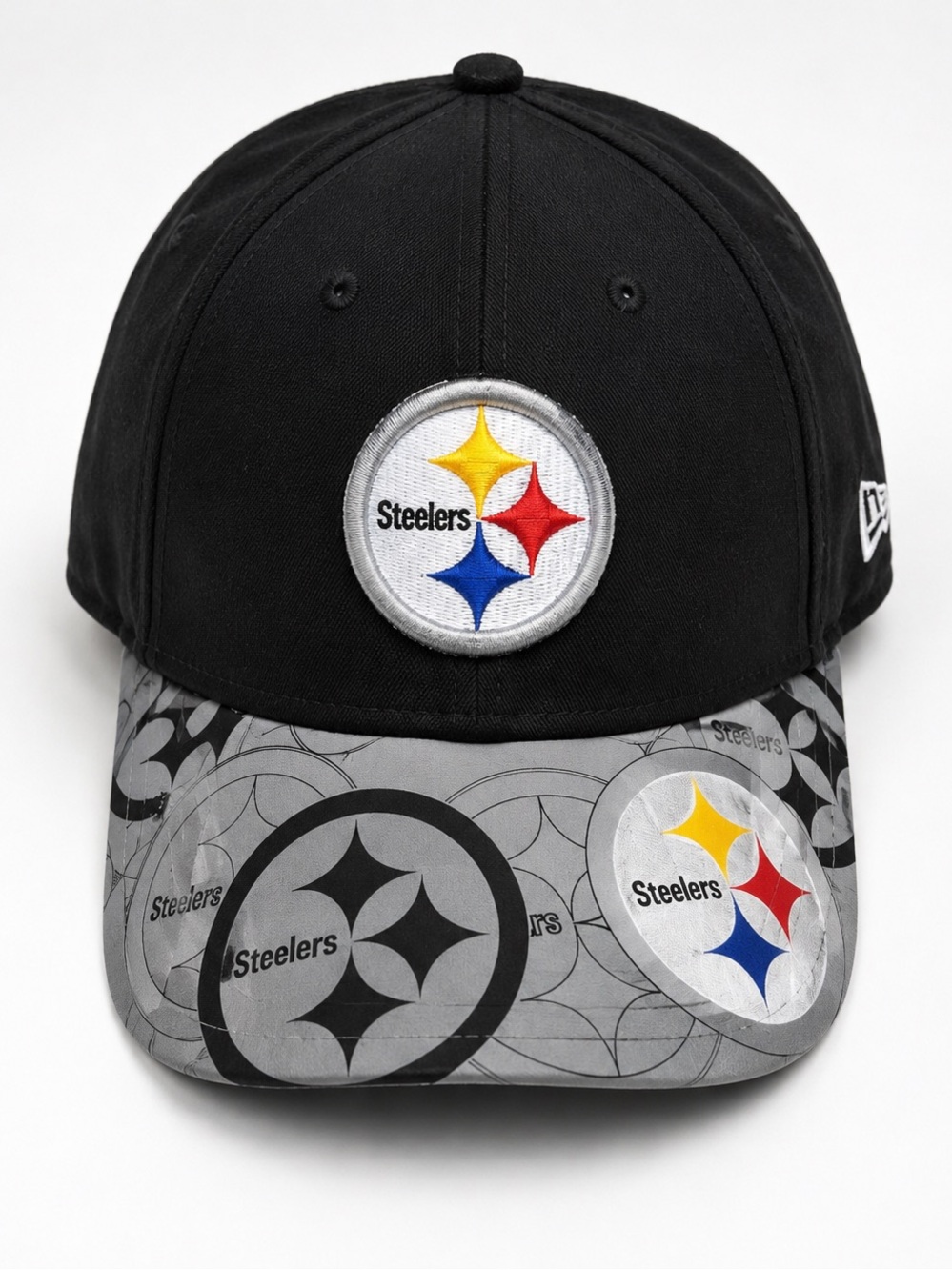 NEW ERA YOUTH PITTSBURGH STEELERS NFL LOGO PRINT BRIM SNAPBACK HAT CAP EUC